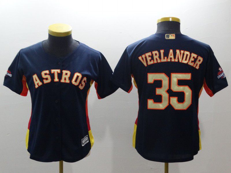Women Houston Astros #35 Verlander Blue Champion Edition MLB Jerseys->women mlb jersey->Women Jersey